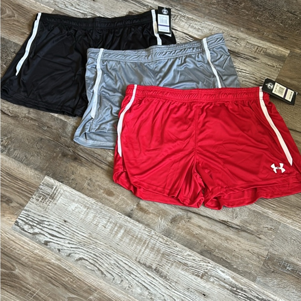 NWT Under Armour Women's Athletic Shorts - Red, Black, and Gray XXL